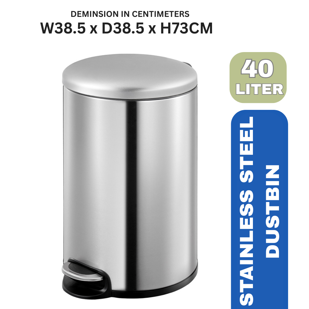 Premium Stainless Steel Pedal Dustbin – 20L / 30L / 40L