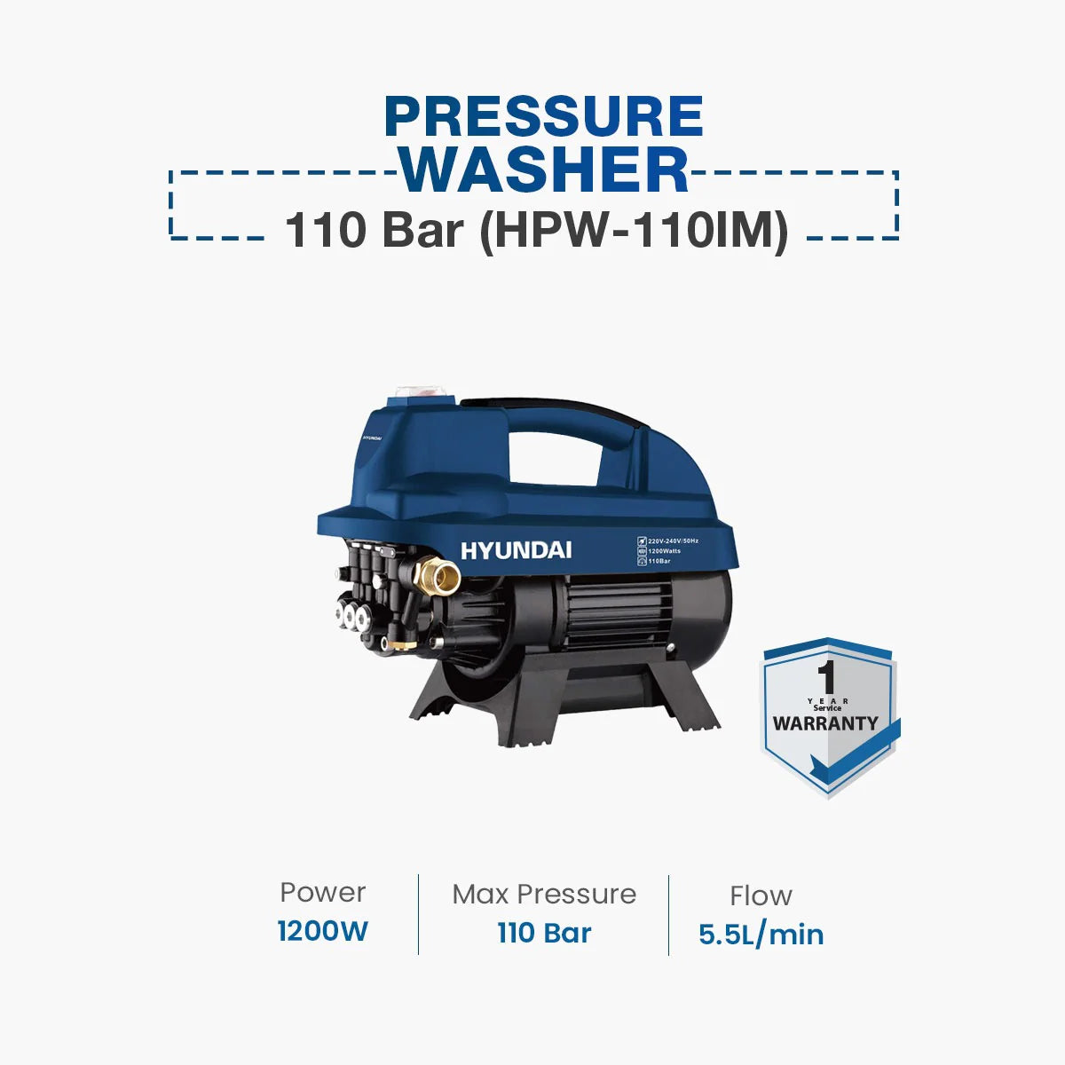 Hyundai Pressure Washer 110Bar Induction Motor