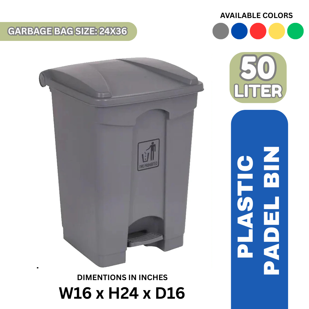 Plastic Pedal Bin – 50 Liter (Yellow, Blue, Green, Red, Gray)