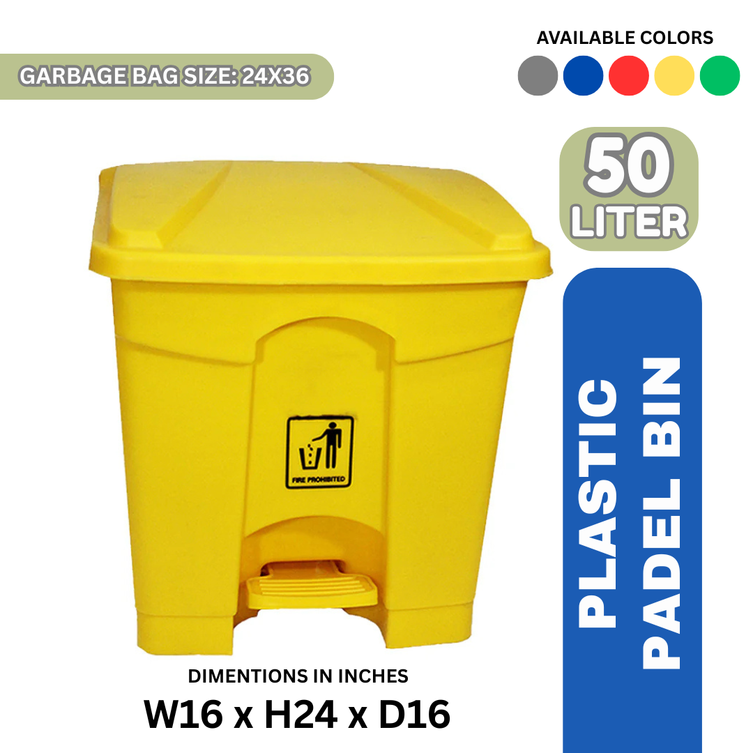 Plastic Pedal Bin – 50 Liter (Yellow, Blue, Green, Red, Gray)