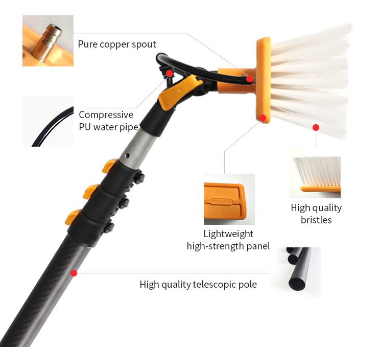 Solar & Glass Panel Cleaning Manual Brush With Water Pump - Model X-22