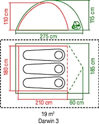 Coleman Darwin 3 Tent, Compact 3 Man Dome Tent, Green/Grey