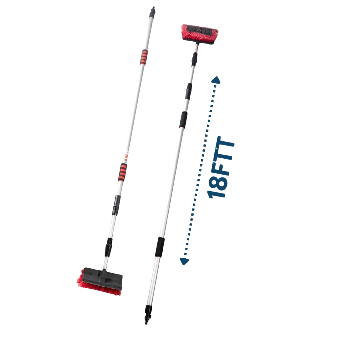 Telescopic Solar Panel Cleaning Brush with Squeegee Wiper – 12ft & 18ft Sizes