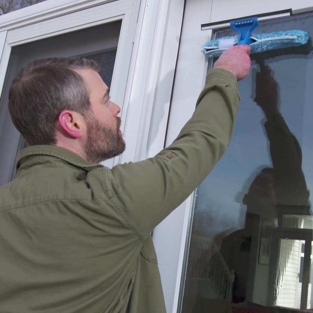 14" Inches 2-in-1 Squeegee & Scrubber for Streak-Free Window Cleaning