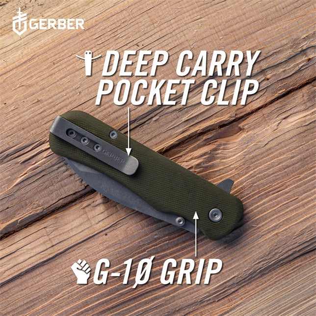 Gerber Gear Confidant EDC Pocket Knife, 3.2" Drop Point Plain Edge Folding Knife