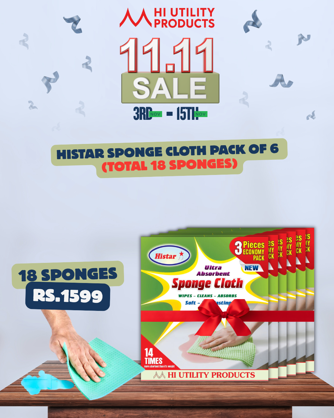 11.11 Sales # 3 - HISTAR 18 Pcs Sponge Cloth Bundle