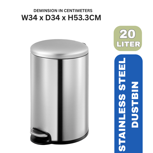 Premium Stainless Steel Pedal Dustbin – 20L / 30L / 40L