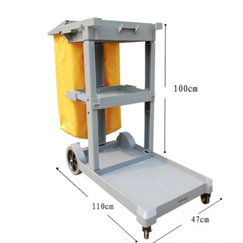Janitorial Service Trolley – Heavy-Duty 2-Shelf Cleaning Cart