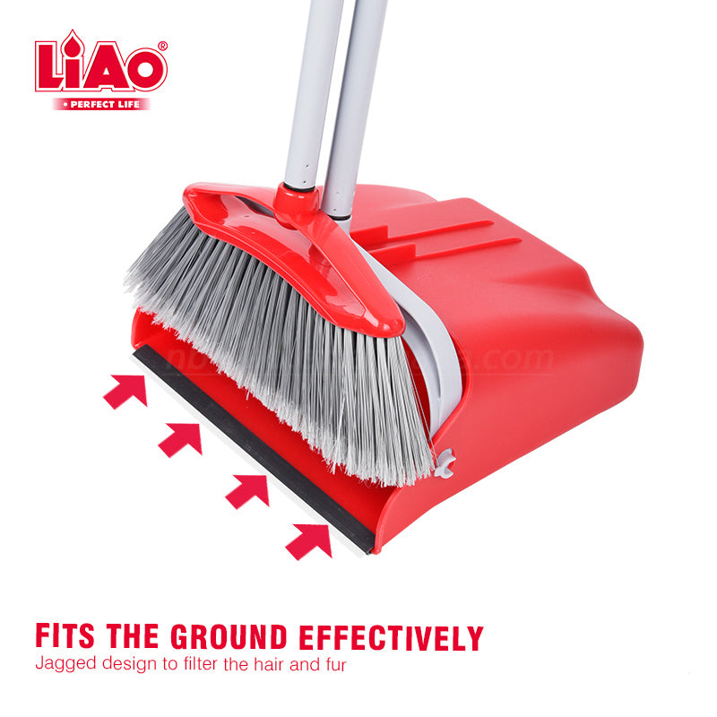 LIAO Broom & Dustpan Set C130019 – 75cm Metal Handle with Comb Teeth