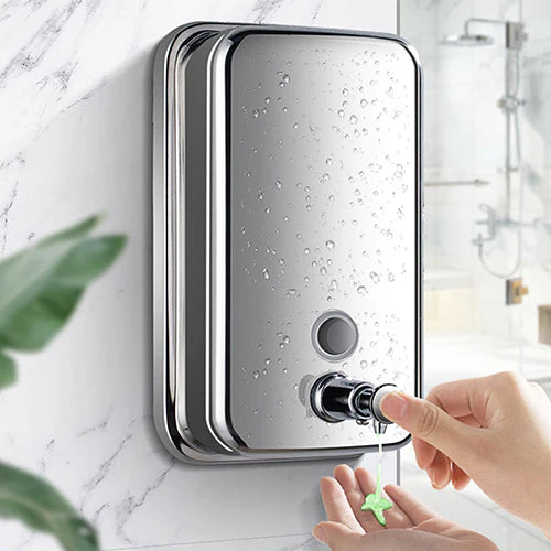 Wall-Mounted Stainless Steel Soap Dispenser – 1000ml Refillable Liquid Soap & Sanitizer Dispenser