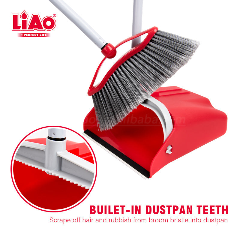 LIAO Broom & Dustpan Set C130019 – 75cm Metal Handle with Comb Teeth