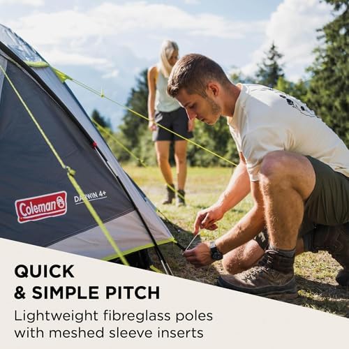 Coleman Darwin 3+ Compact Waterproof 3-Person Dome Tent for Camping and Hiking