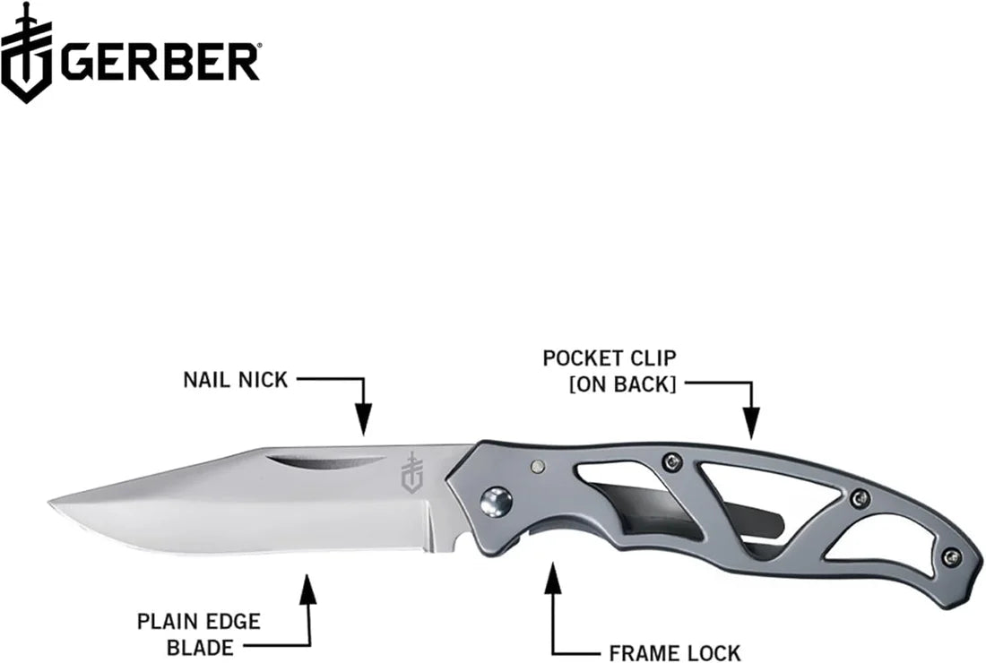 Gerber Paraframe Mini 2.2" EDC Folding Knife – Fine Edge Stainless Steel with Safety Lock