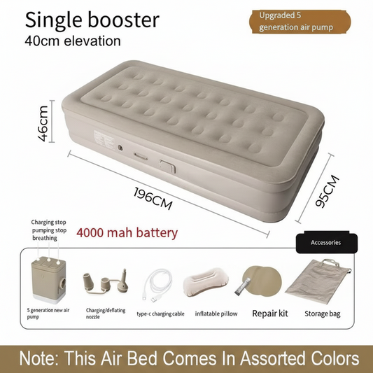 Portable Inflatable Air Mattress with Built-in Electric Pump | Self-Inflating Sleeping Bed for Home & Camping