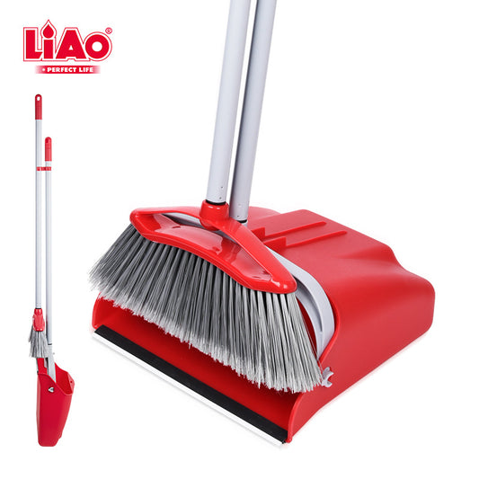 LIAO Broom & Dustpan Set C130019 – 75cm Metal Handle with Comb Teeth