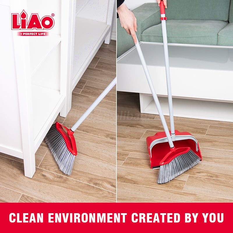 LIAO Broom & Dustpan Set C130019 – 75cm Metal Handle with Comb Teeth