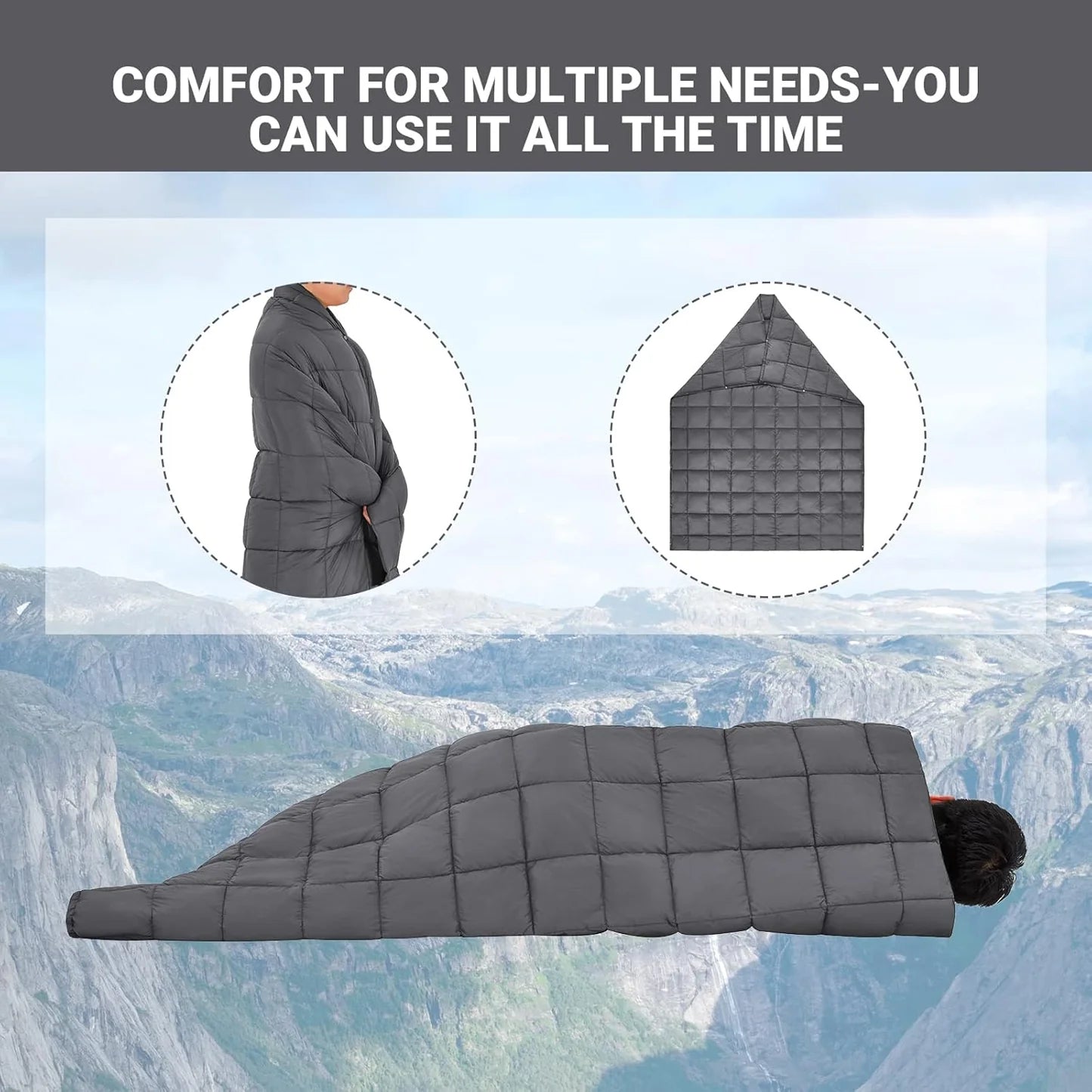 KingCamp Ultralight Packable Camping Blanket – Wearable, Weatherproof, and Warm