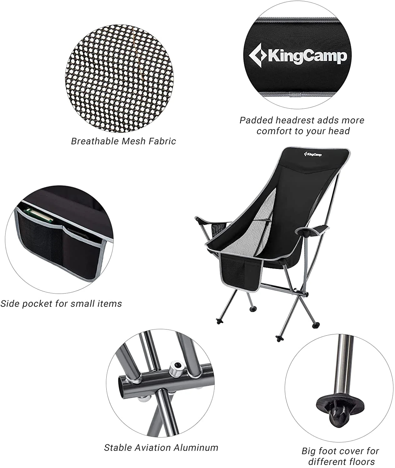 KingCamp Camping Chairs Highback KC2015
