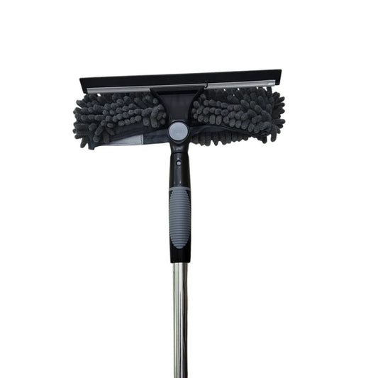 Complete Window Cleaning Kit – 10" Squeegee, Microfiber Scrubber & Extendable Pole (6.6 FT)