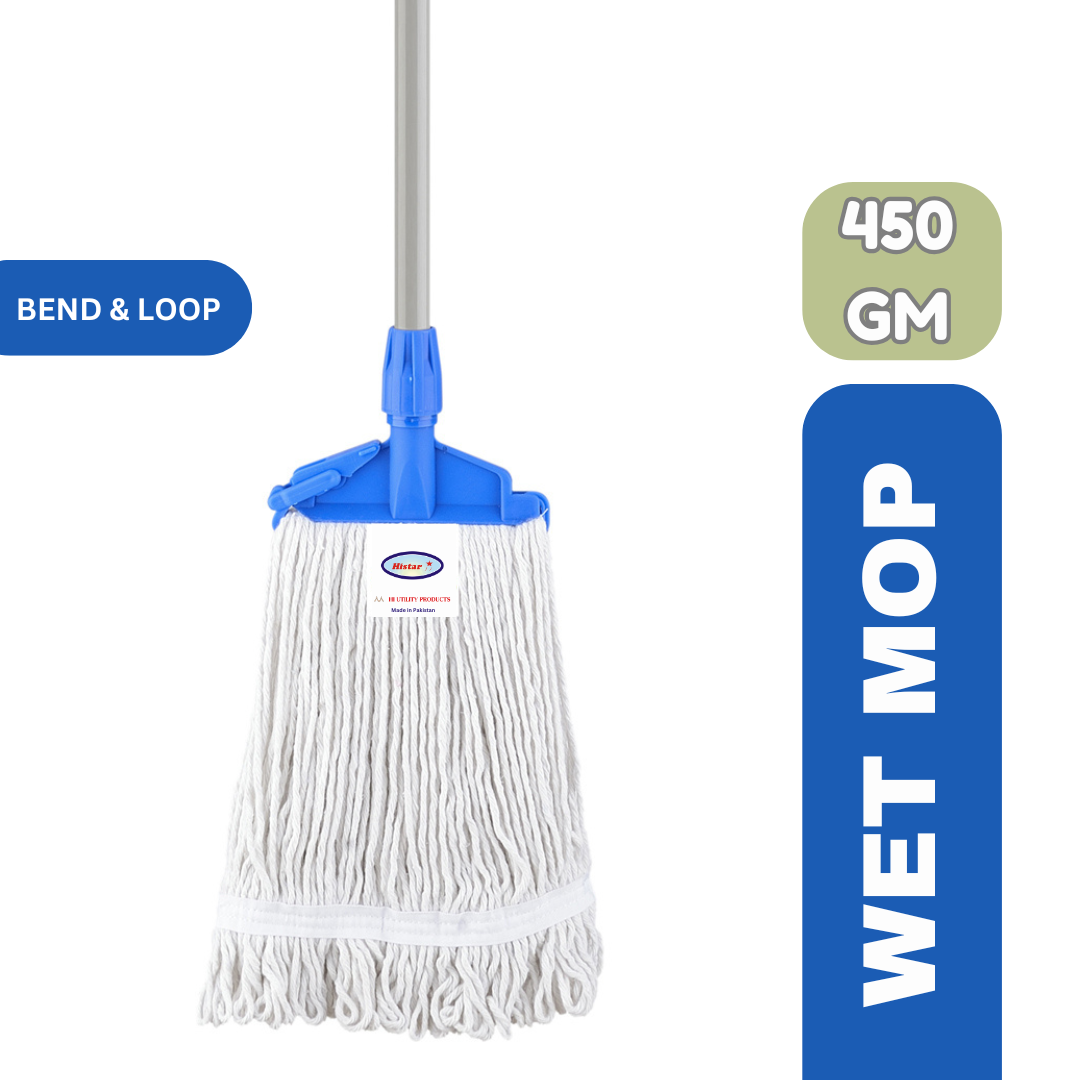 450g Wet Mop with Stainless Steel Pole - Bend & Loop