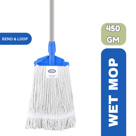 450g Wet Mop with Stainless Steel Pole - Bend & Loop