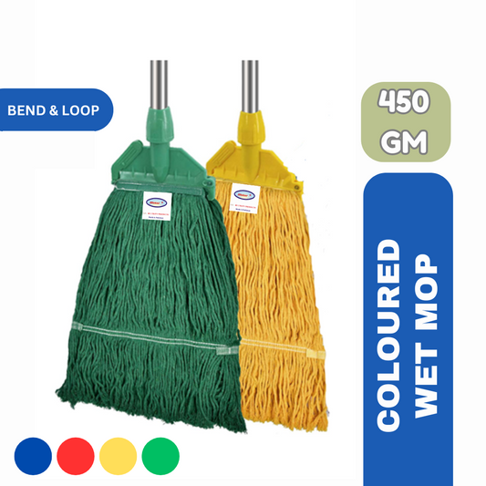 450g Coloured Wet Mop with Stainless Steel