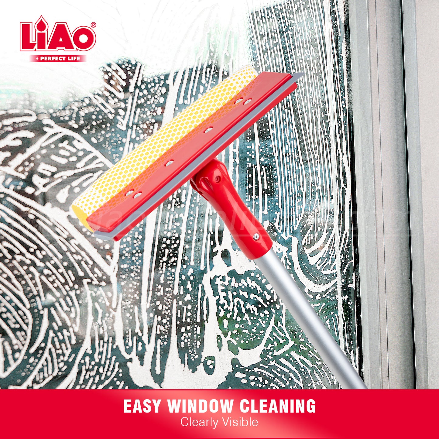 Telescopic 6ft Aluminium Pole Sponge + Squeegee Window Cleaner - LiAo