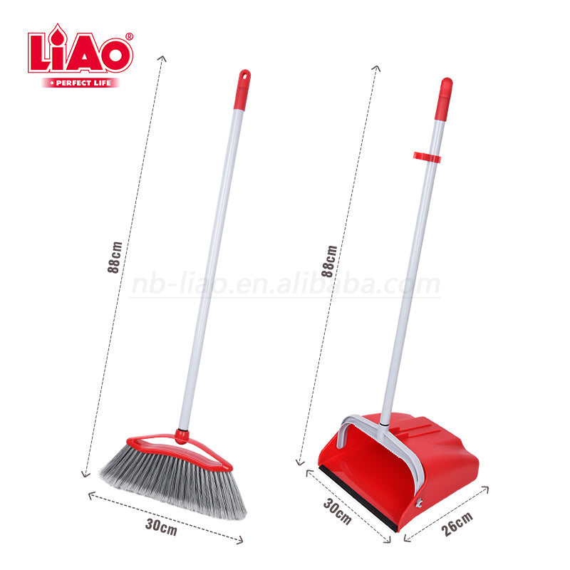 LIAO Broom & Dustpan Set C130019 – 75cm Metal Handle with Comb Teeth