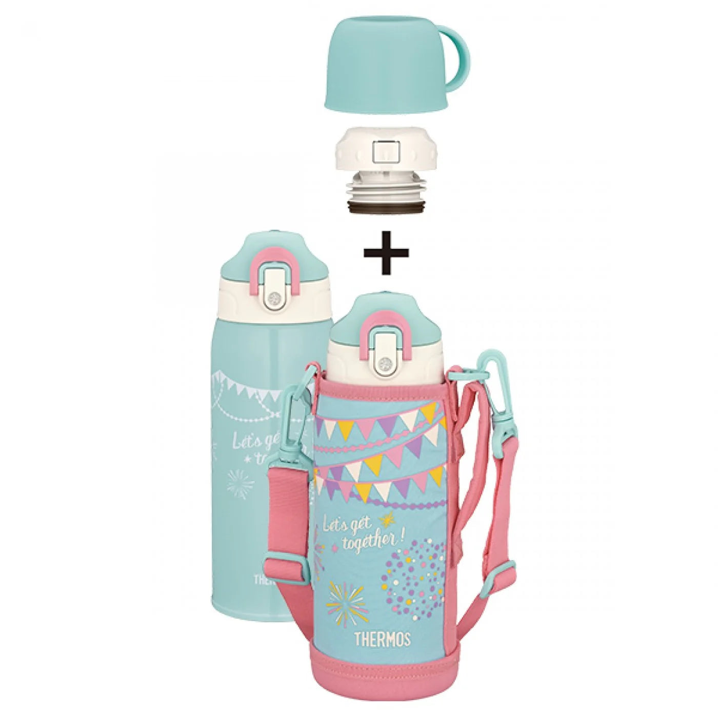 THERMOS FHO-801 WF-MF Dual Stopper Sports Bottle with Cup & Pouch – Hot & Cold Hydration Bottle