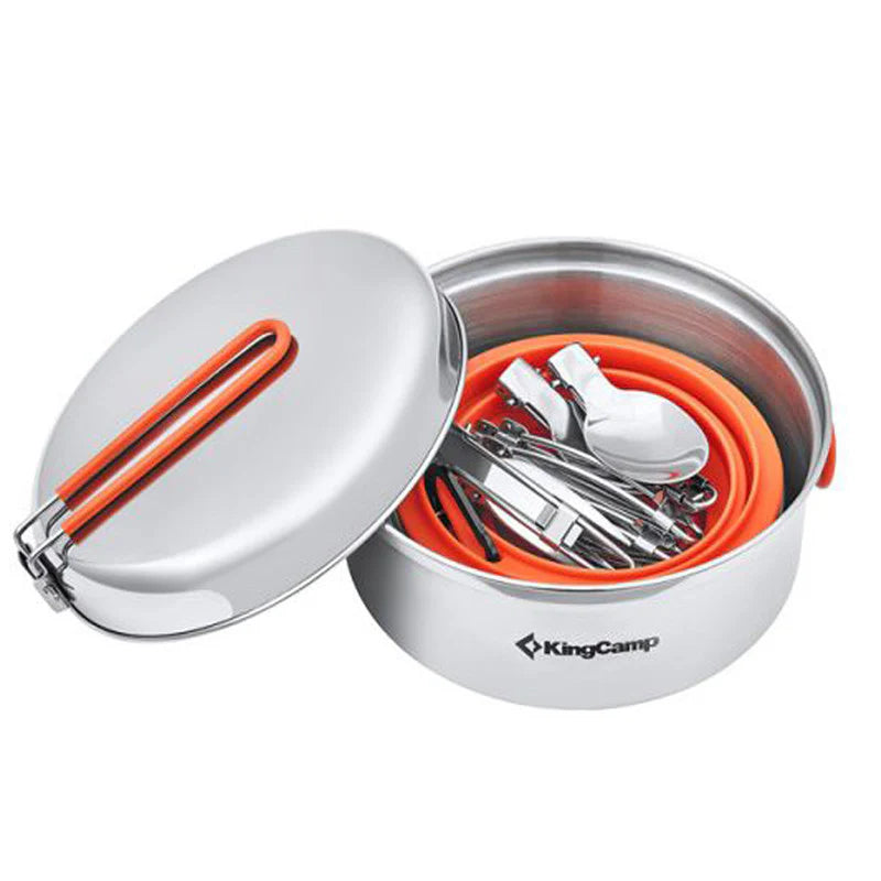 KingCamp KA2008 Adventure Stainless Steel Camping Cookware Mess Kit 25Pcs