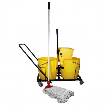 Twin Bucket Lever Squeeze Mop On Trolley 