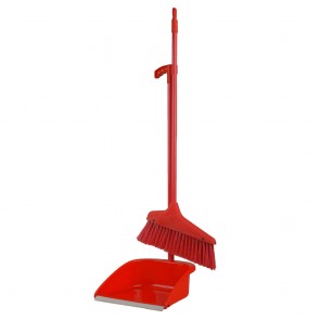 Economy Broom & Dust Pan Set   -Red