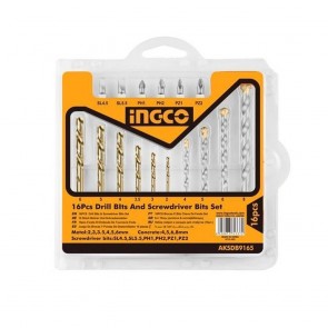 INGCO 16 Pcs Drill Bits & Set Screwdriver Bits Set AKSDB9165